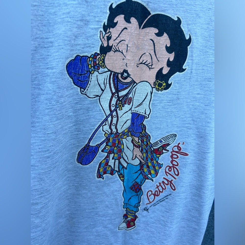 Vintage 90s Betty boop baseball grey jersey t shirt